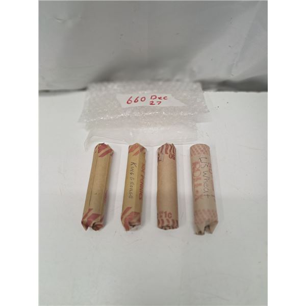 " 4 rolls of old pennies"