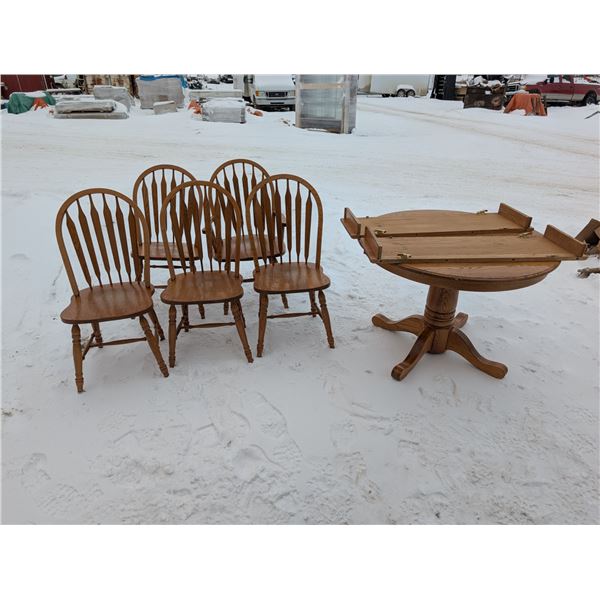 Dinning Room Table w/ (5) Chairs (1) Grandfather Chair (Table-42"x42"x28")