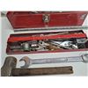 Image 3 : "red metal tool box" assorted tools