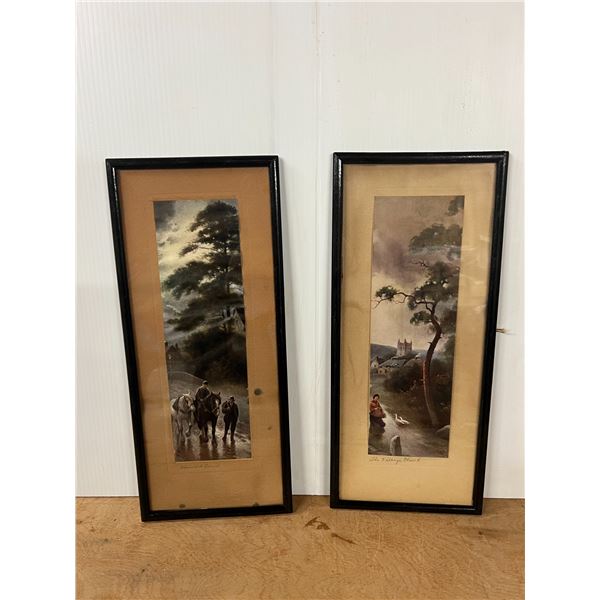 Two Vintage Wall Illustrations 17.9" L x 8" W ("The Village Church", "Homeward Bound"