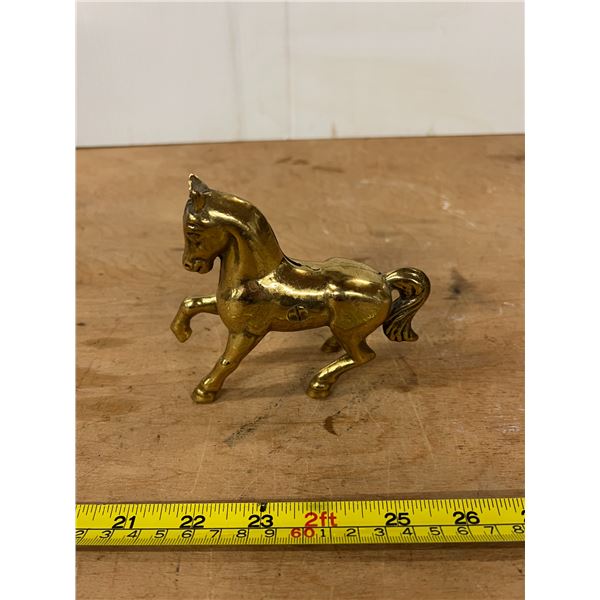 Vintage Brass Horse Coin Bank