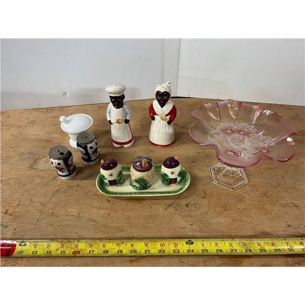 3x Set of Sal and Pepper and Serving Plate