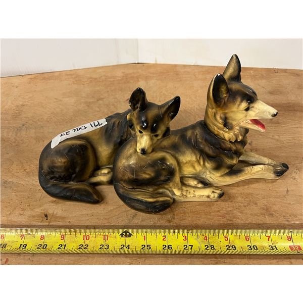 Vintage Chalkware German Shepherd Dogs Collectible