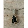Image 2 : Necklace w/ Dark Gemstone Pendant + Diamond Accents
