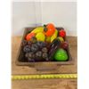 Image 1 : Vintage Blown Glass Fruits and Vegetables in a Wooden Bowl