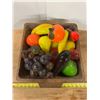Image 2 : Vintage Blown Glass Fruits and Vegetables in a Wooden Bowl