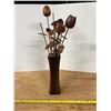 Image 2 : Vintage Hand Carved Monkey Pod Wood Floral Arrangement