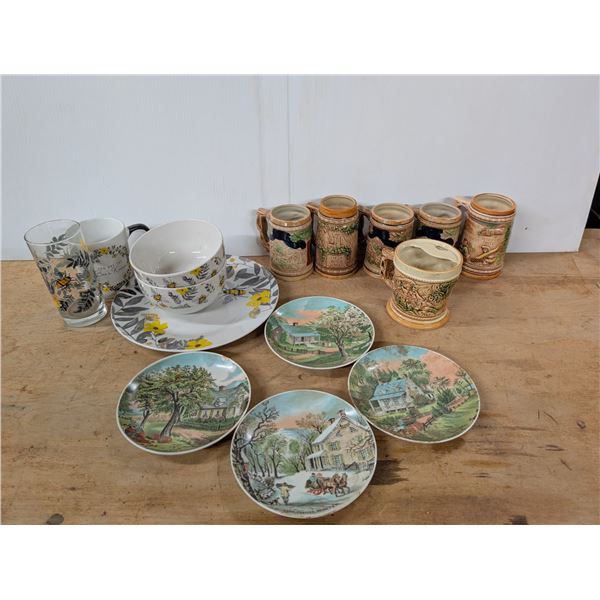 Lot of "From Japan" made dishware and Royal norfollk dishware bee themed