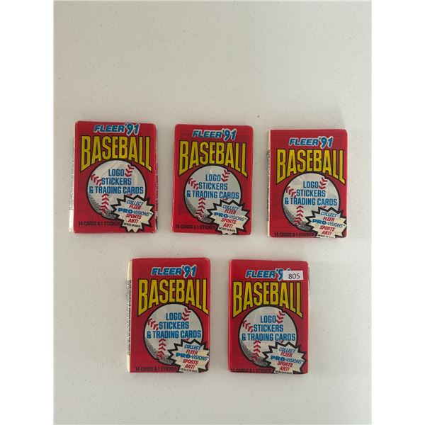 1991 Fleer Baseball Card Wax Packs (5)