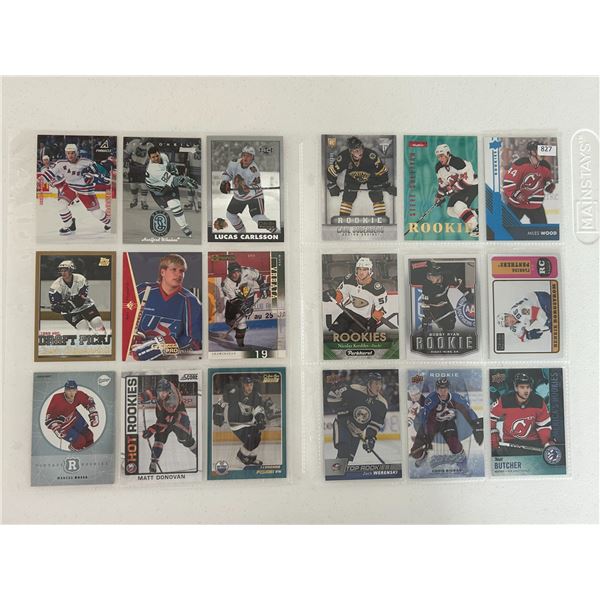 Assorted Rookie Cards - 2 Sheets (18 Hockey Cards)