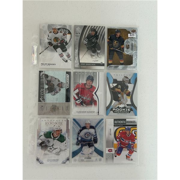 Serial Numbered Rookie Cards - 1 Sheet (9 Hockey Cards)