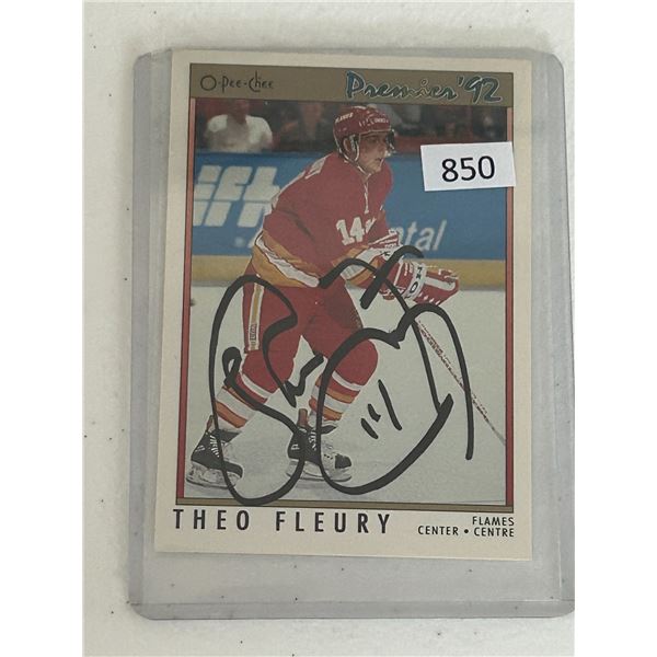 Theo Fleury - Autographed Hockey Card