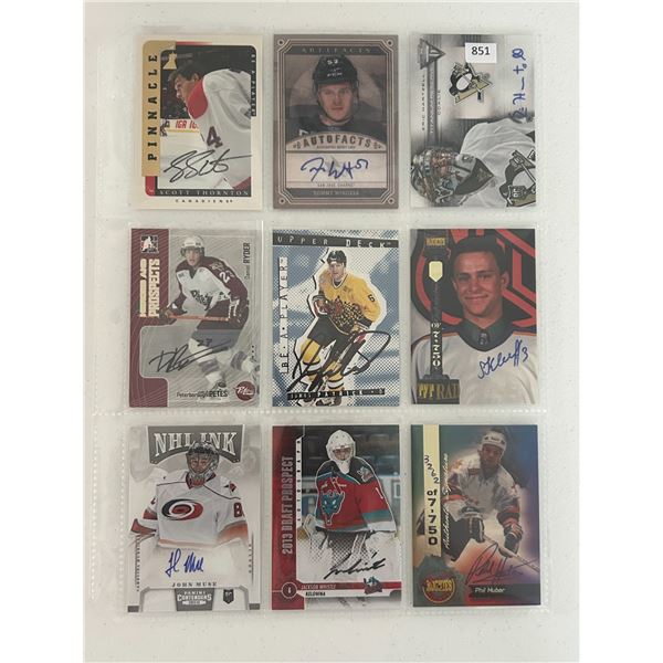 Assorted Autographed Hockey Cards - 1 Sheet (9 Hockey Cards)