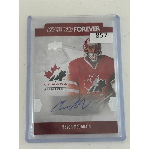 Mason McDonald - Autographed Team Canada Hockey Card