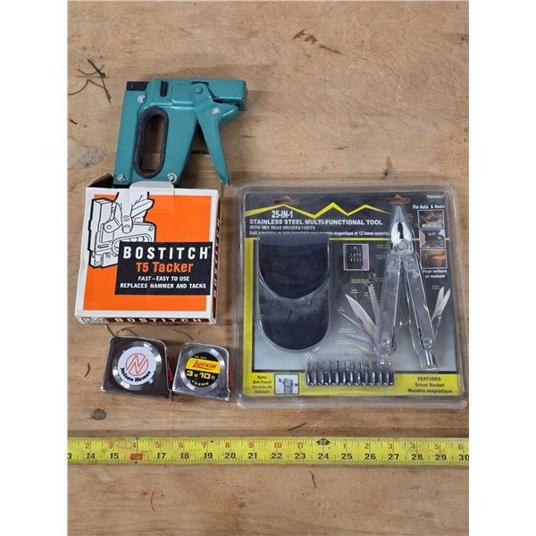 25 in 1 multi tool, hand stapler and tape measure