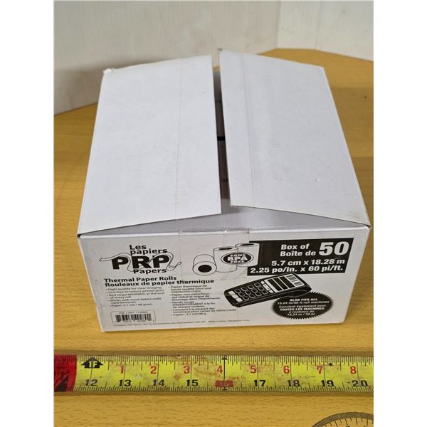 Box of new thermal paper rolls
