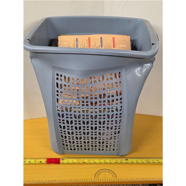 Laundry hamper full of vinyl records