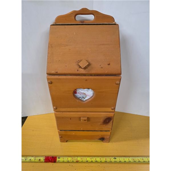 Wood storage cubby with contents- 25"H