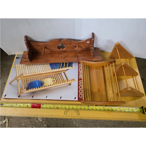 Wood dish rack and shelving