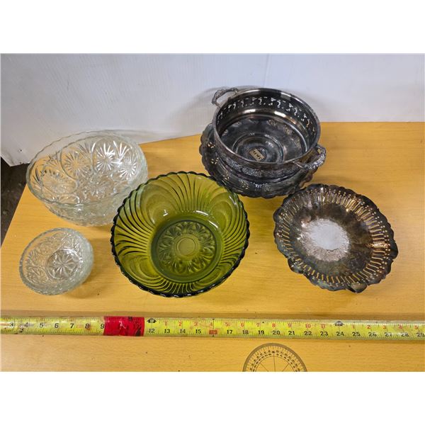 E.P copper plated dishes and glasses