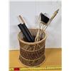 Image 1 : Weave basket with fire place tools and vacuum parts