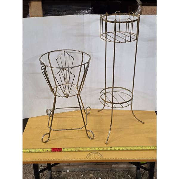 2 brass plant stands