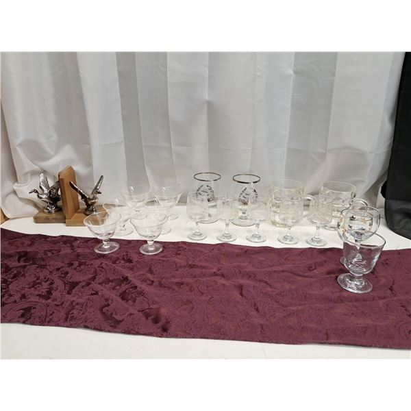"wine glasses/ book stoppers"