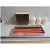 Image 1 : "glass candle holders + and assorted candles"