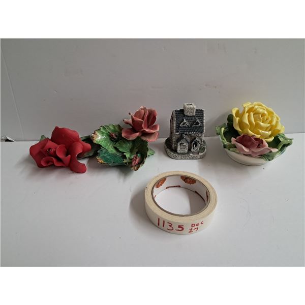 "floral glass pieces + house"