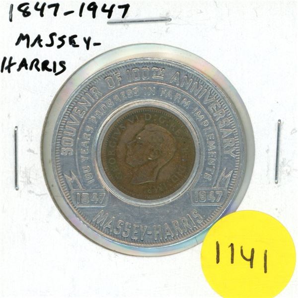 1847 – 1947 Massey-Harris Centennial Encapsulated 1947 Cent. EF.