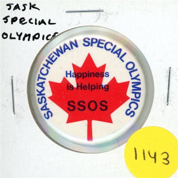 Saskatchewan Special Olympics button. AU.