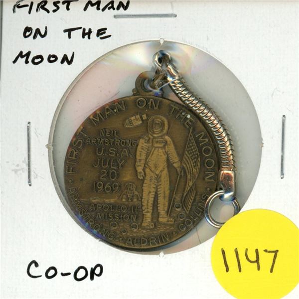 First Man on the Moon. Apollo 11 Mission. Compliments of your Co-op. Unc.