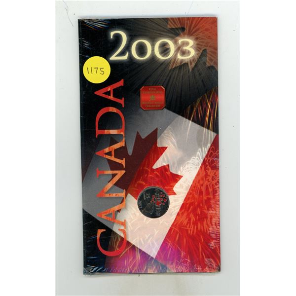 2003 Colourized Canada Day Beaver with Red Maple Leaves 25 Cents. Housed in its original unopened RC