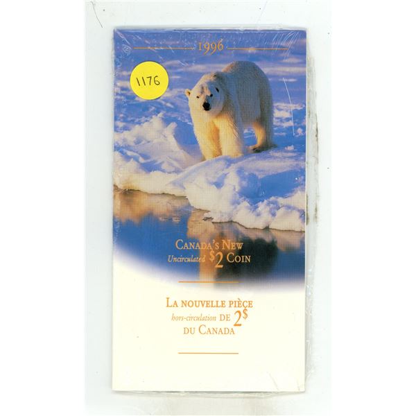 1996 $2 Toonie. Canada’s New Uncirculated Coin. Housed in its original unopened RCM folder.