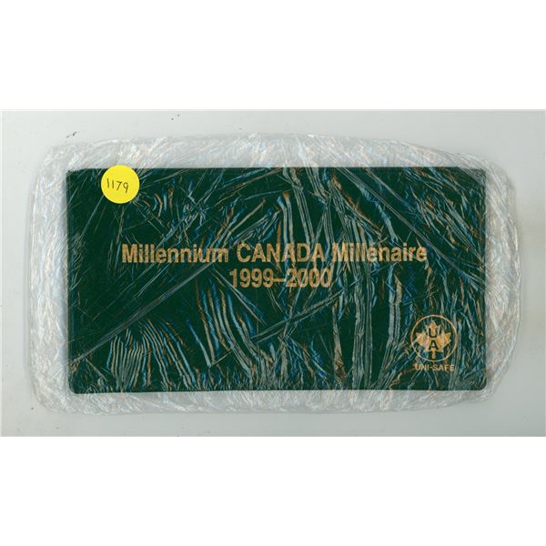 1999 – 2000 Canada Millennium book with room for 1999 and 2000 Millennium 25 Cents. New.