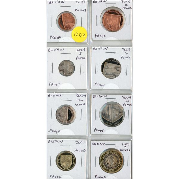 2009 British Proof Set. 8-coins.