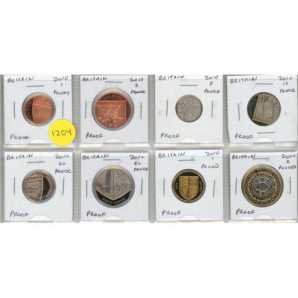 2010 British Proof Set. 8-coins.