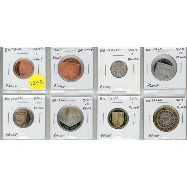 2011 British Proof Set. 8-coins.