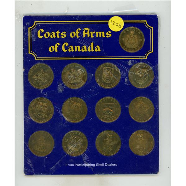 Coats of Arms of Canada/Floral Emblems of Canada. Set of 14 medals. Housed in a holder.