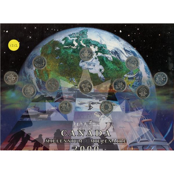 2000 Millennium Set. 12 different 25 Cents housed in a map of Canada.