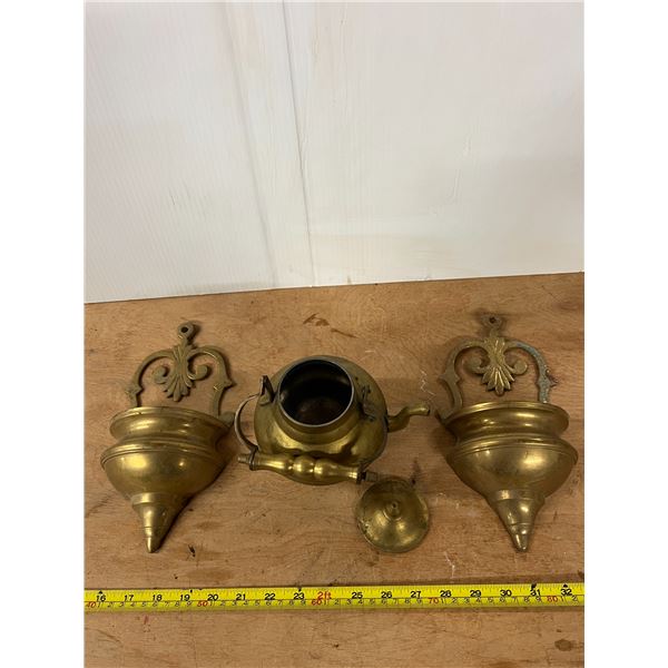 Brass Plated Teapot and wall Décor