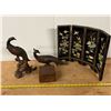 Image 1 : Antique Décor (wooden peacock, wooden box, four panel table screen)