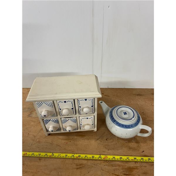Vintage Ceramic Candle Holders and Porcelain Teapot