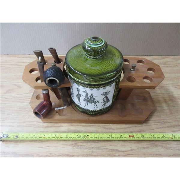 Humidor with Pipes and Stand.