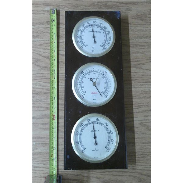 Vintage Sunbeam 3-Gauge Weather Station Barometer.