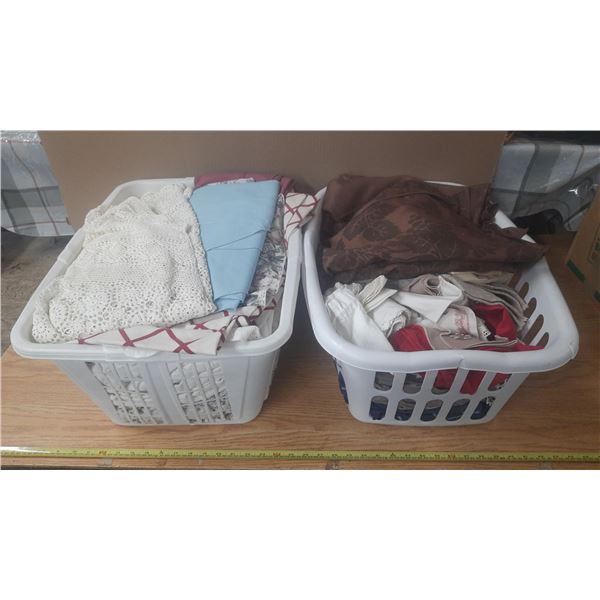 Lot of Two Baskets of Fabric.