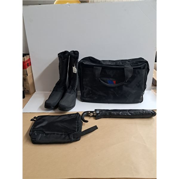 "size 11 ladies boots" bags + umbrella