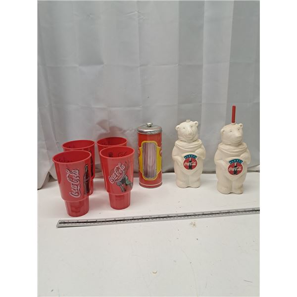 "coca cola plastic cups + straws"