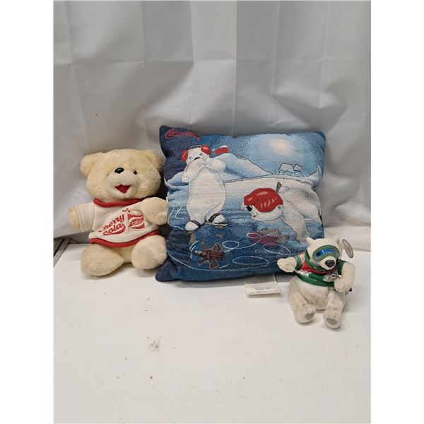 "coca cola pillow + teddies"
