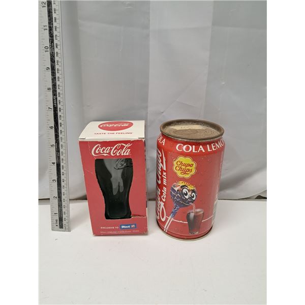 "coca cola tin and glass"